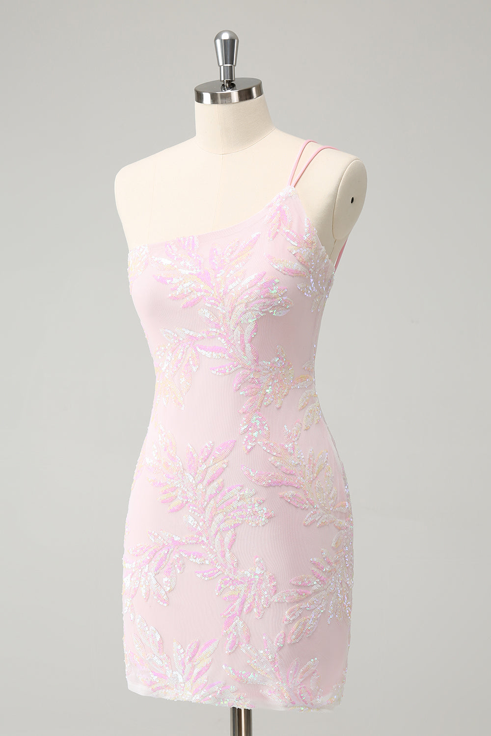 Sparkly Bodycon One Shoulder Sequins Homecoming Dress with Embroidery Beautiful