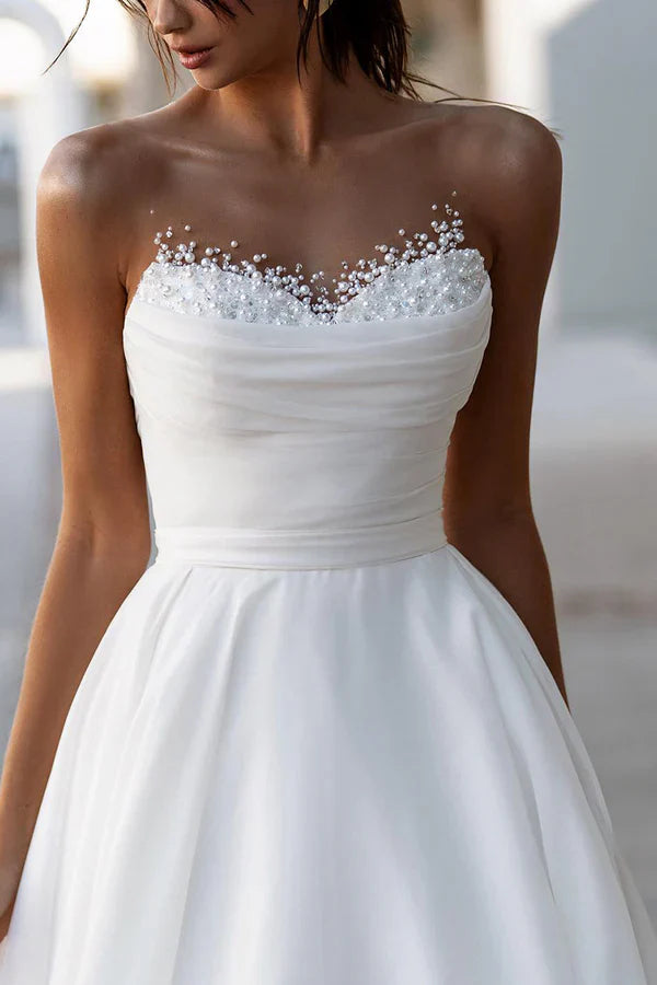 Illusion Neckline Hall Leisure Wedding Dress Eugenia Pearl Bridal Dress Beautiful