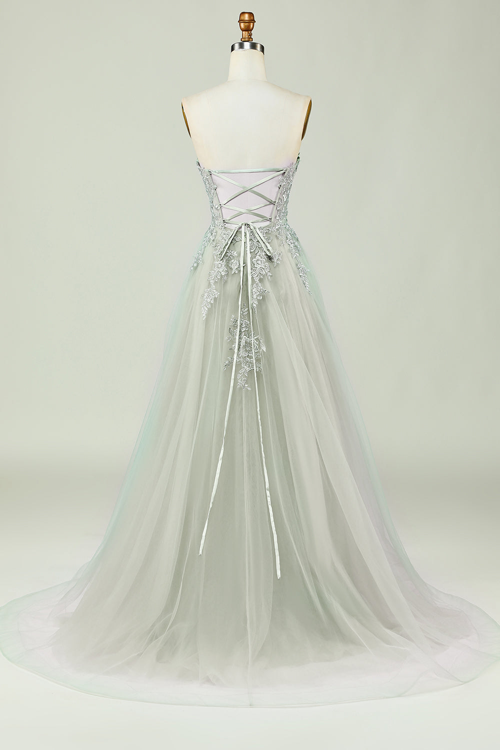 Sweetheart Beaded Light Green Long Prom Dress with Slit Front Off Shoulder Beautiful