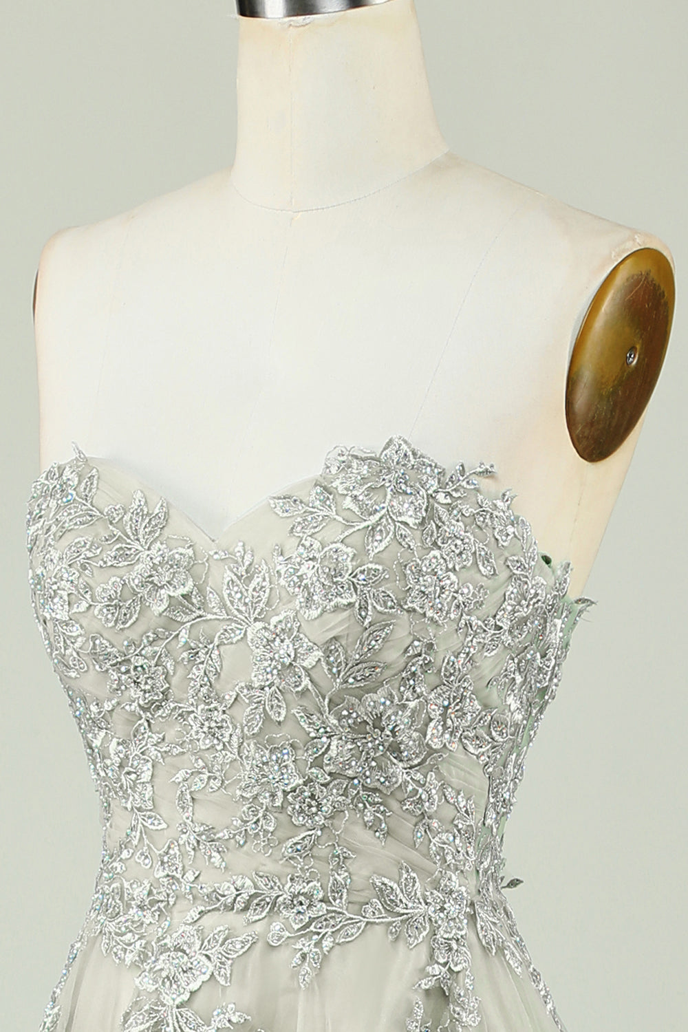 Sweetheart Beaded Light Green Long Prom Dress with Slit Front Off Shoulder Beautiful