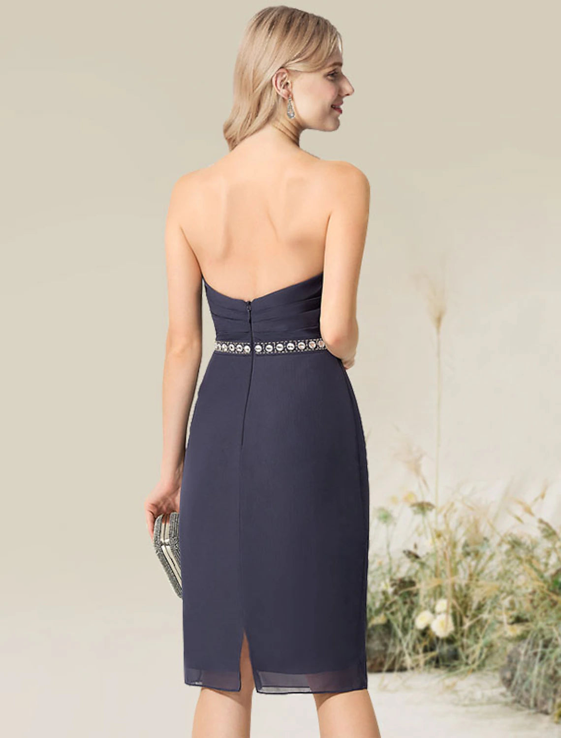 Sheath / Column Cocktail Dresses Convertible Infinity Dress Wedding Guest Cocktail Party Knee Length Short Sleeve Strapless Lace with Lace Insert
