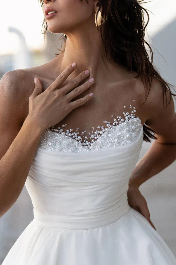 Illusion Neckline Hall Leisure Wedding Dress Eugenia Pearl Bridal Dress Beautiful
