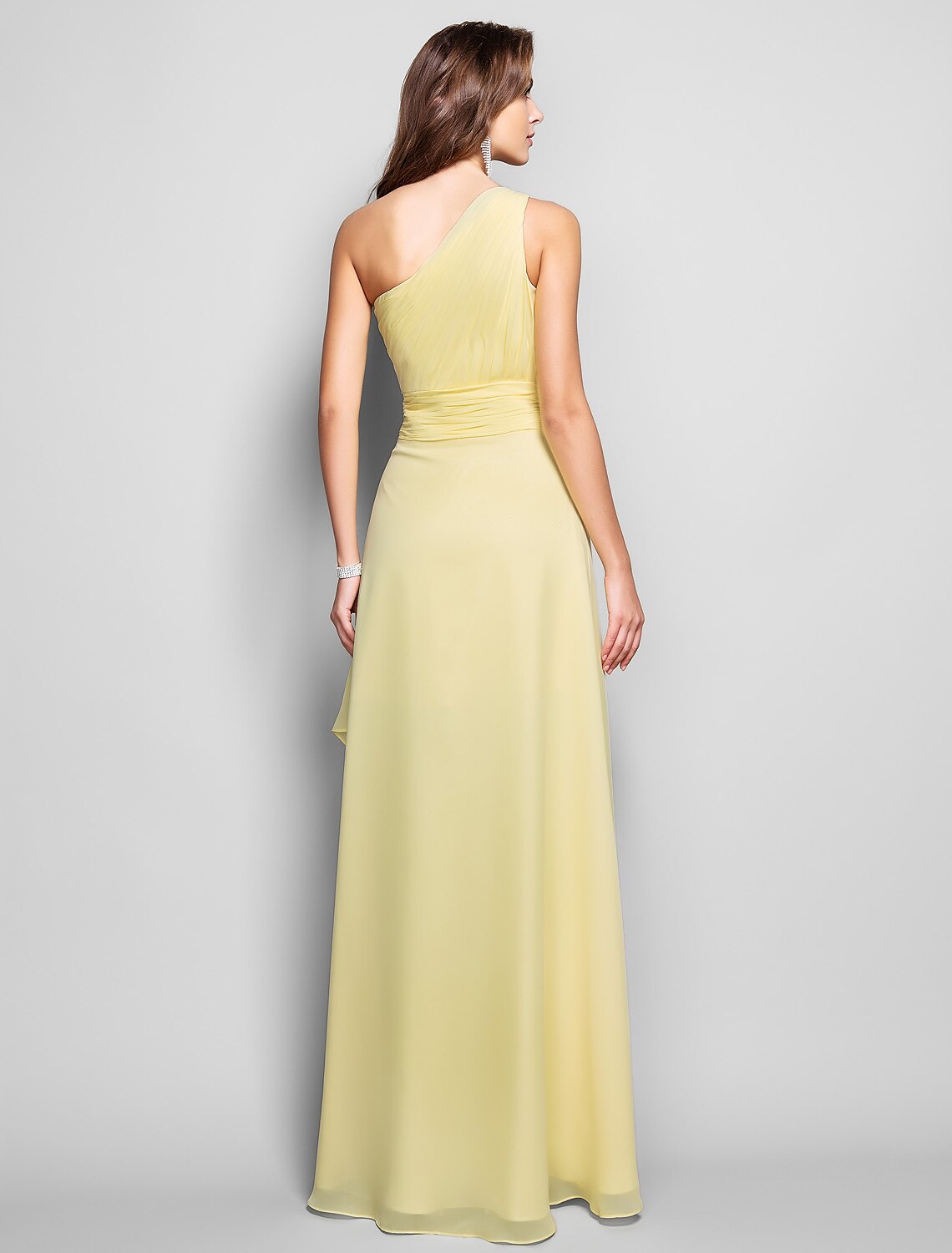 Sheath / Column Elegant Dress Wedding Guest Cocktail Party Asymmetrical Sleeveless One Shoulder Bridesmaid Dress Chiffon with Beading Slit