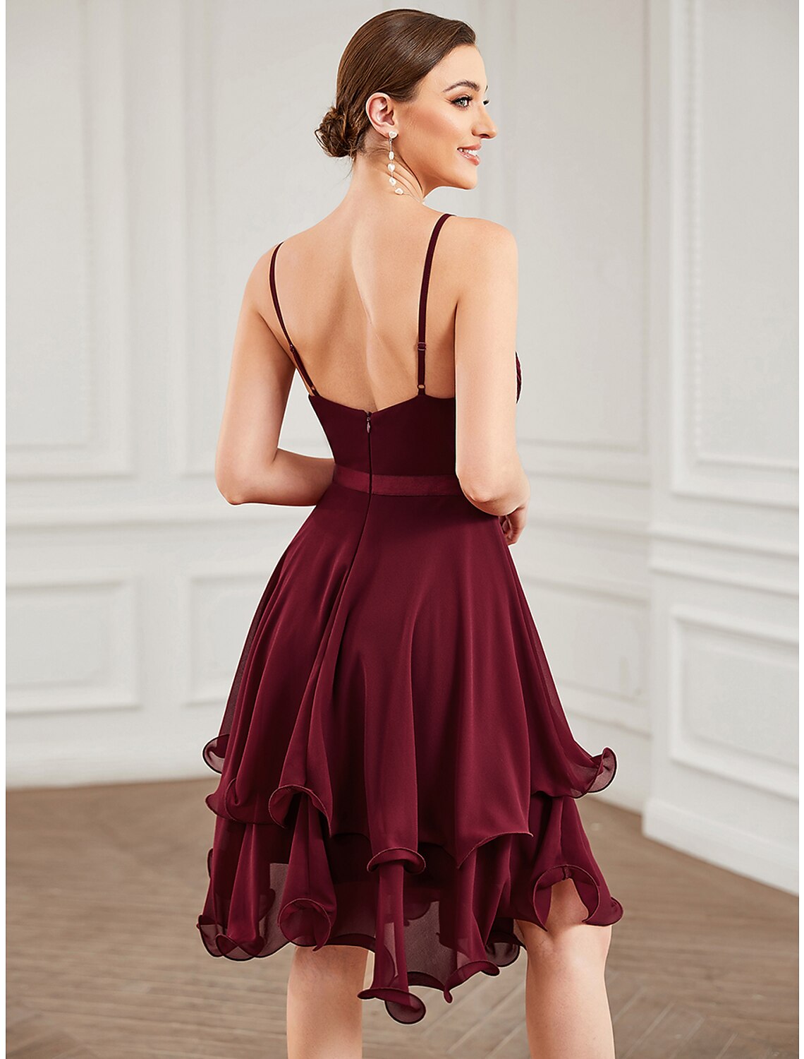 A-Line Homecoming Dresses Elegant Dress Homecoming Short / Mini Sleeveless Sweetheart Chiffon with Pure Color