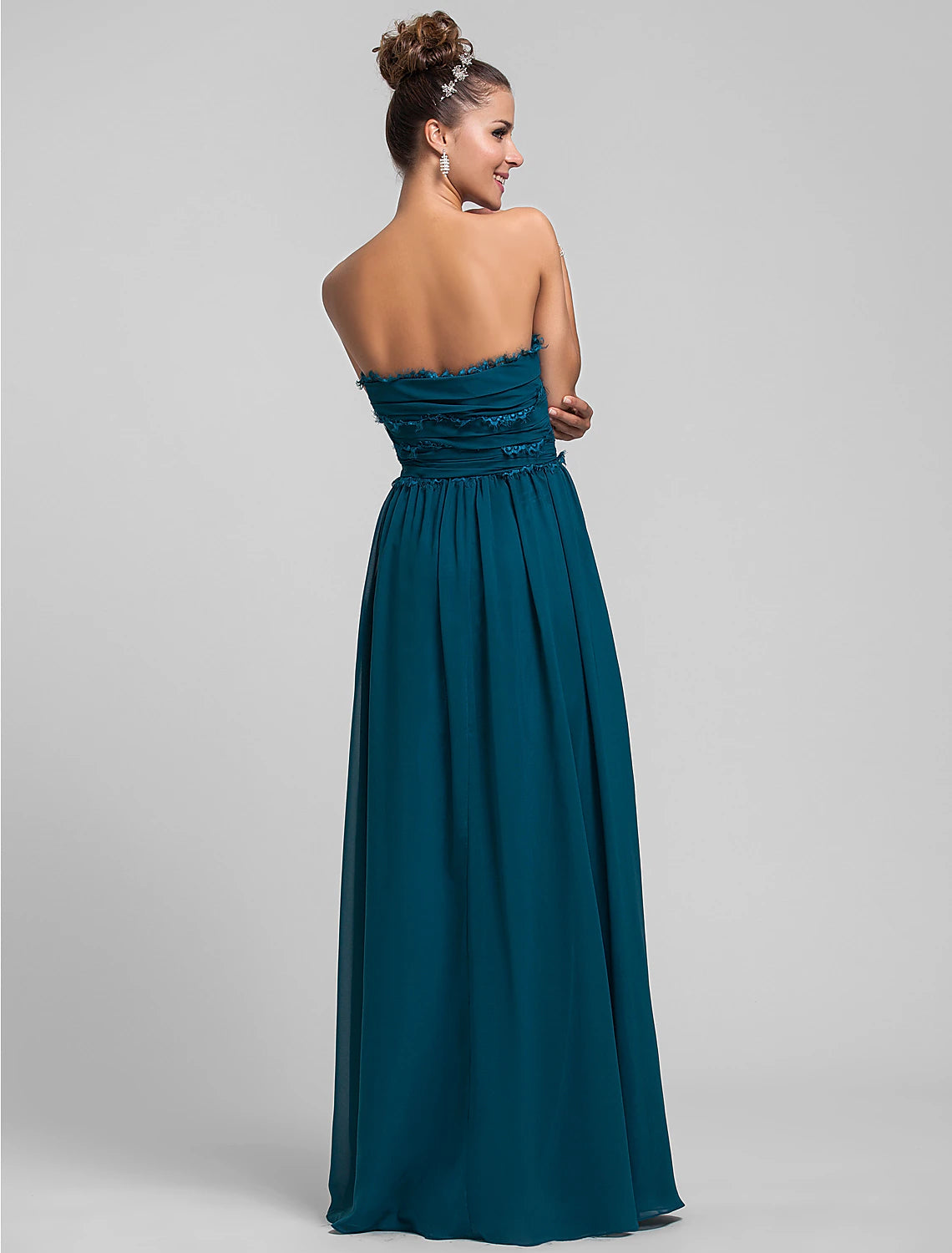 Sheath / Column Strapless Floor Length Chiffon Bridesmaid Dress with Side Draping