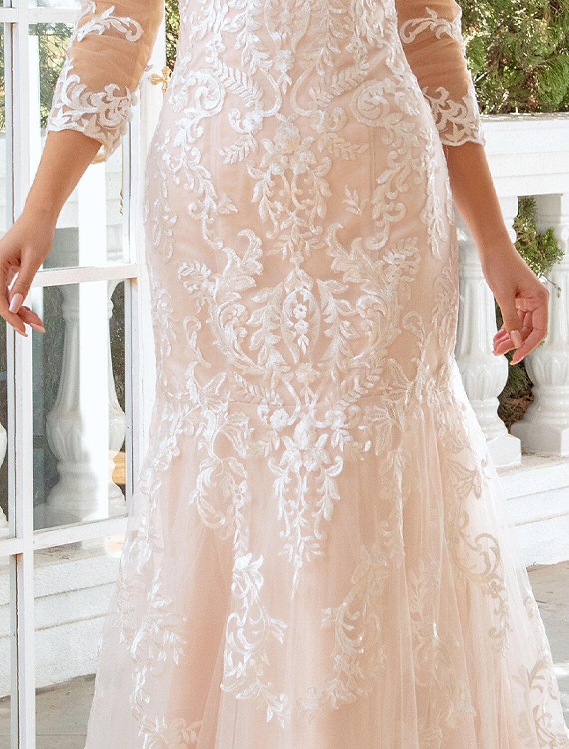 Engagement Formal Wedding Dresses Mermaid / Trumpet Sweetheart Long Sleeve Sweep / Brush Train Lace Bridal Gowns