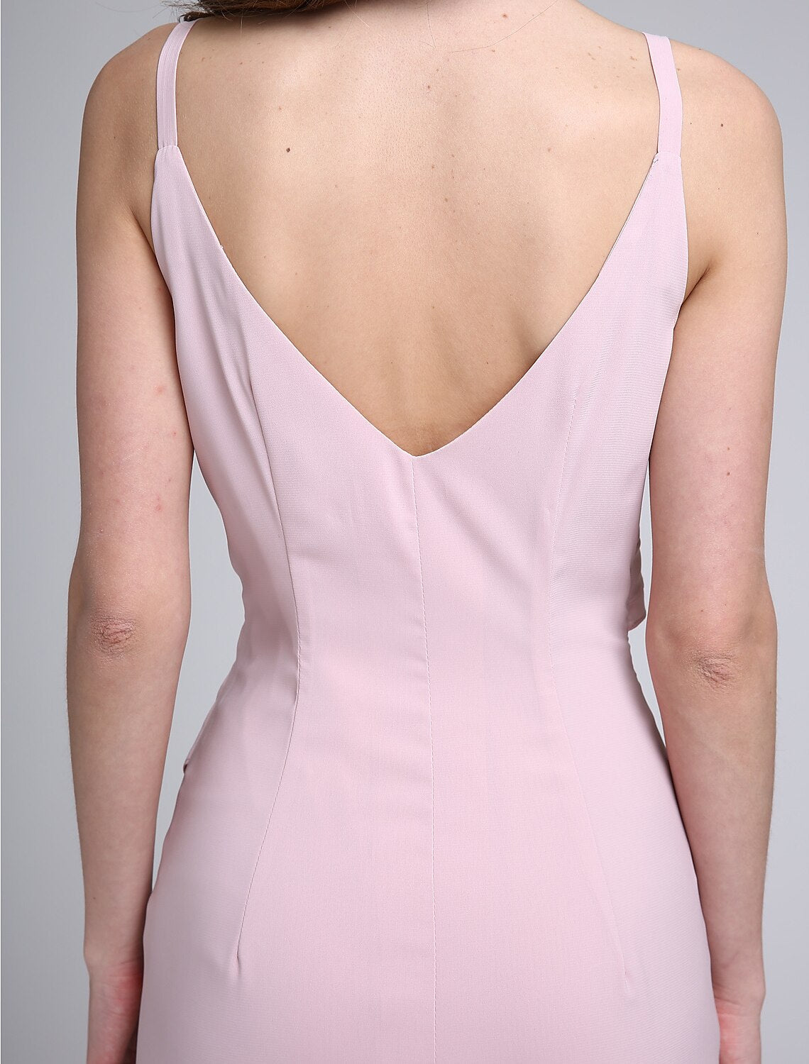 Sheath / Column Bridesmaid Dress Spaghetti Strap Sleeveless Elegant Knee Length Chiffon