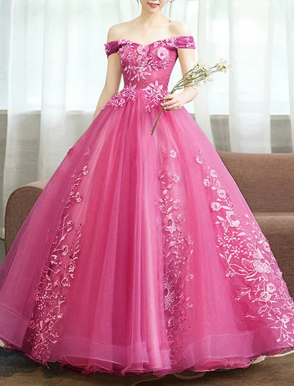 Ball dress adult dress princess dress red and green dress adult dress floor length sleeveless off the shoulder polyester with stickers Prom Dress Quinceanera Dress