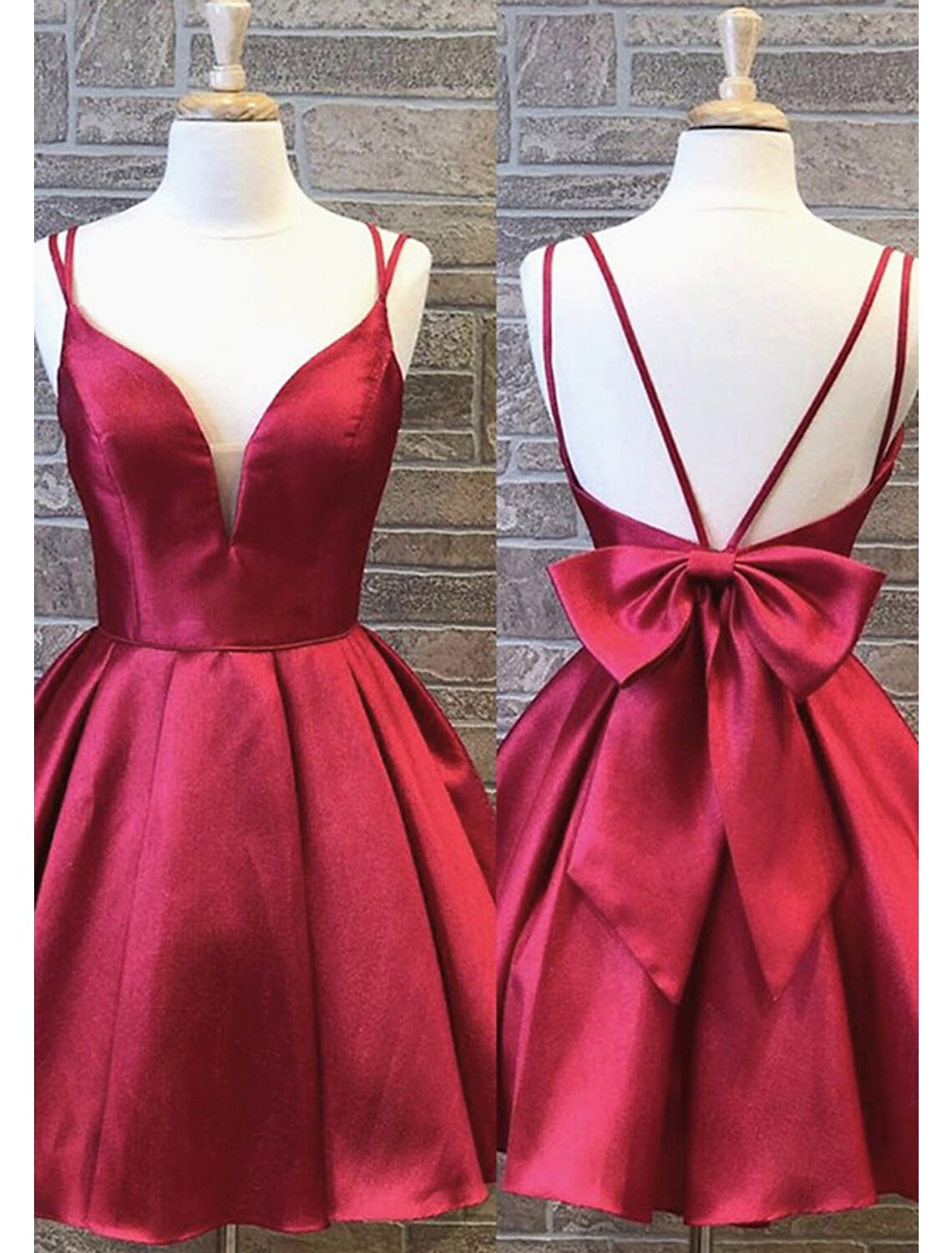 A-Line Homecoming Dresses Backless Dress Holiday Short / Mini Sleeveless Spaghetti Strap Charmeuse