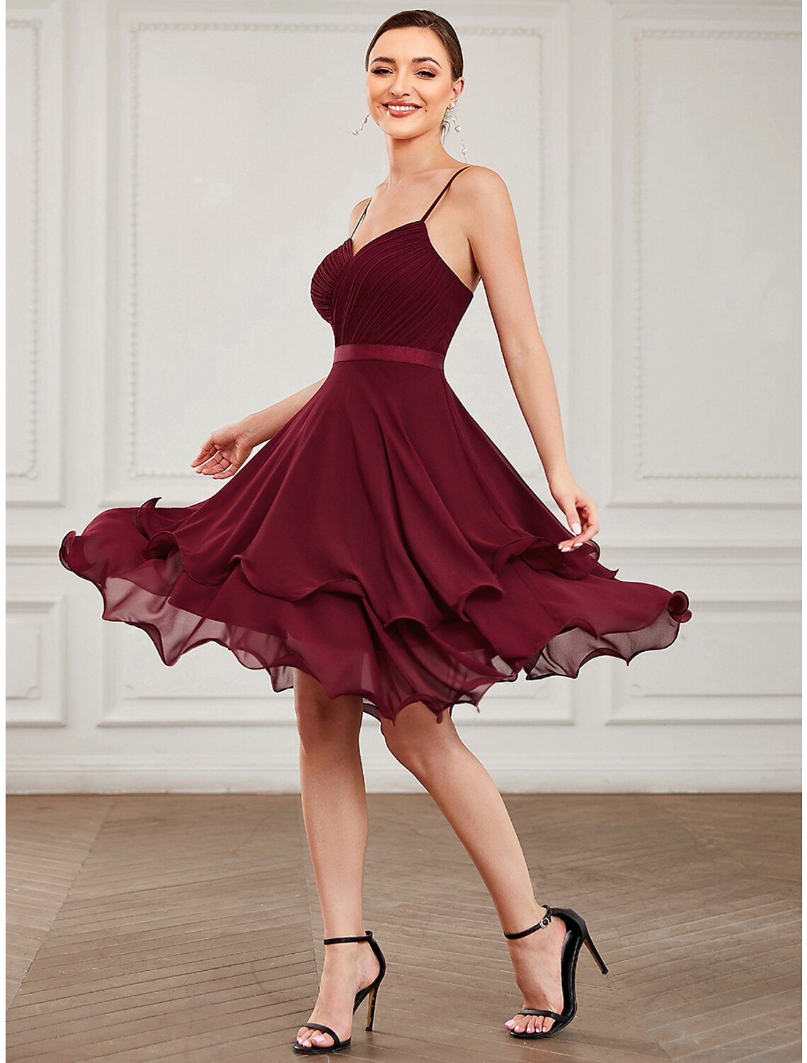 A-Line Homecoming Dresses Elegant Dress Homecoming Short / Mini Sleeveless Sweetheart Chiffon with Pure Color