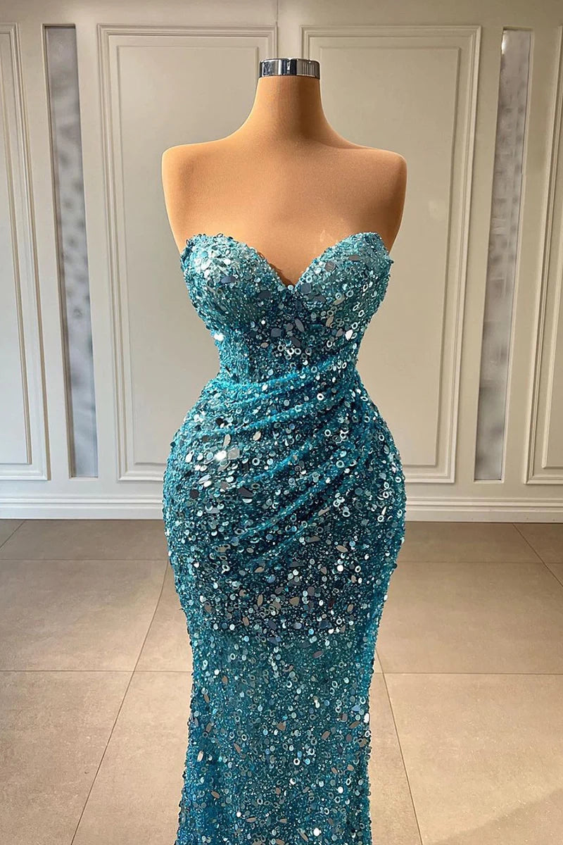 Mermaid / Trumpet Evening Gown Sparkle & Shine Dress Prom Floor Length Sleeveless Cowl Neck Sequined