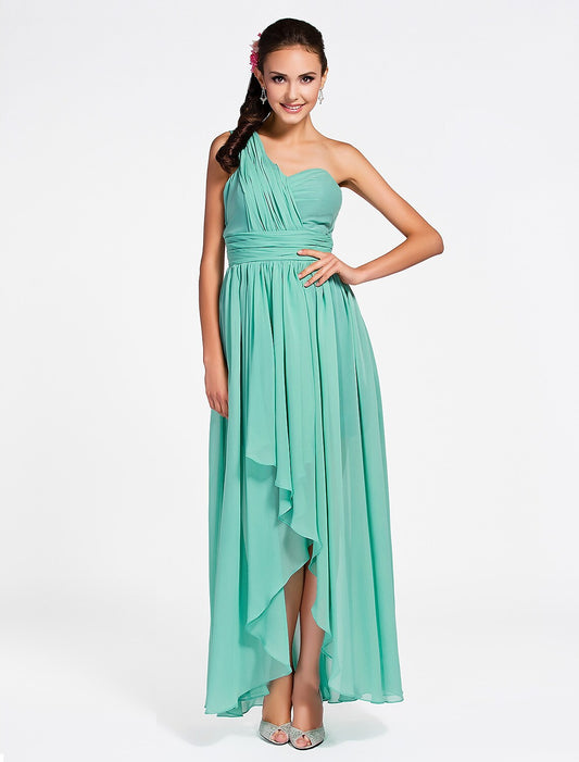 Bridesmaid Dress Sweetheart Sleeveless Open Back Ankle Length Chiffon with Ruched Pure Color