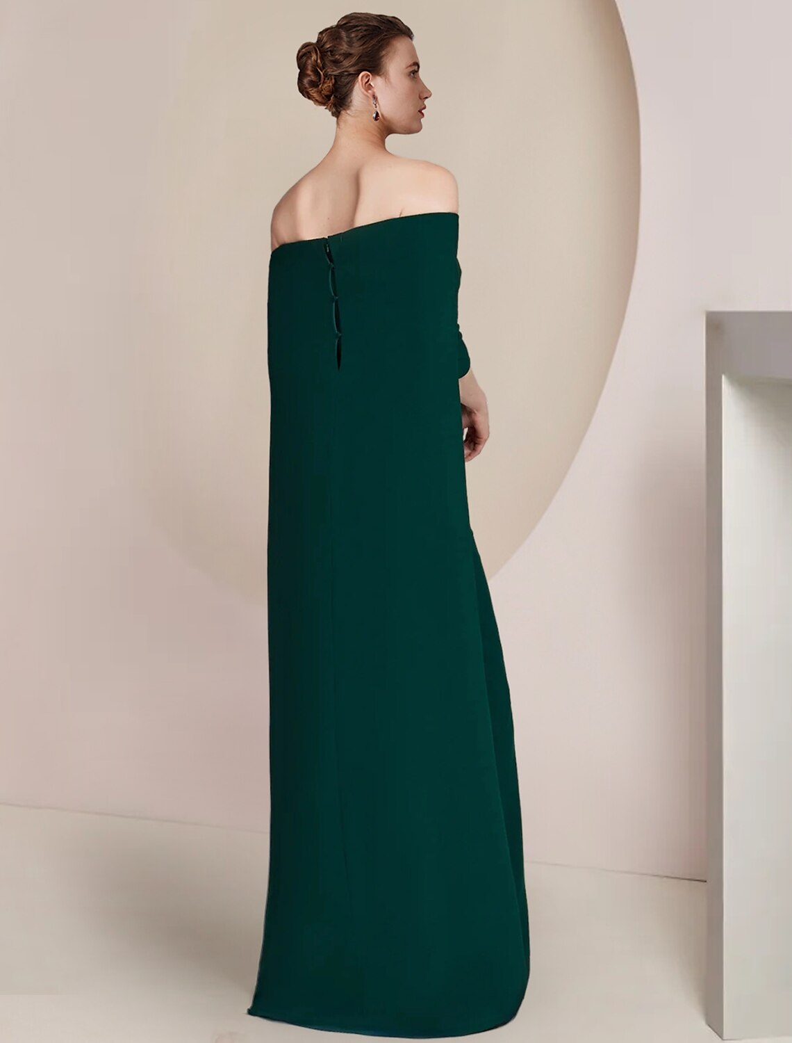 XIAOPINWU DRESS Sheath / Column Mother of the Bride Dress Formal Wedding Guest Elegant Strapless Floor Length Stretch Fabric Half Sleeve