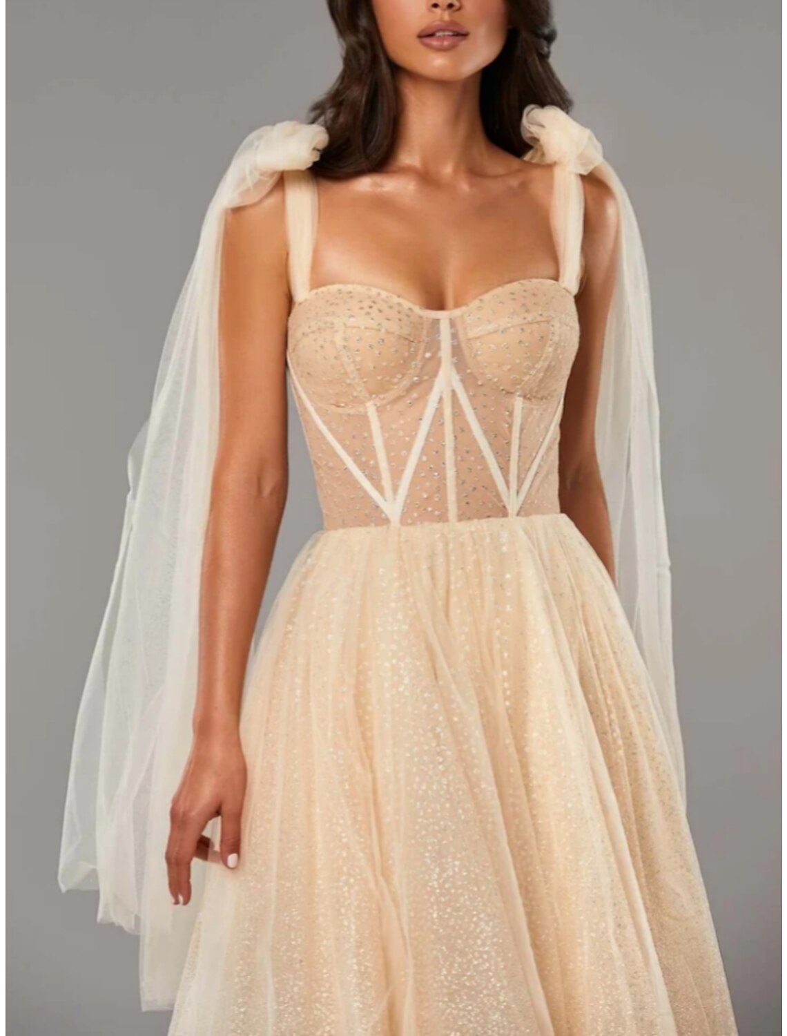 A-Line Prom Dresses Elegant Dress Formal Tea Length Sleeveless Sweetheart Tulle with Pleats