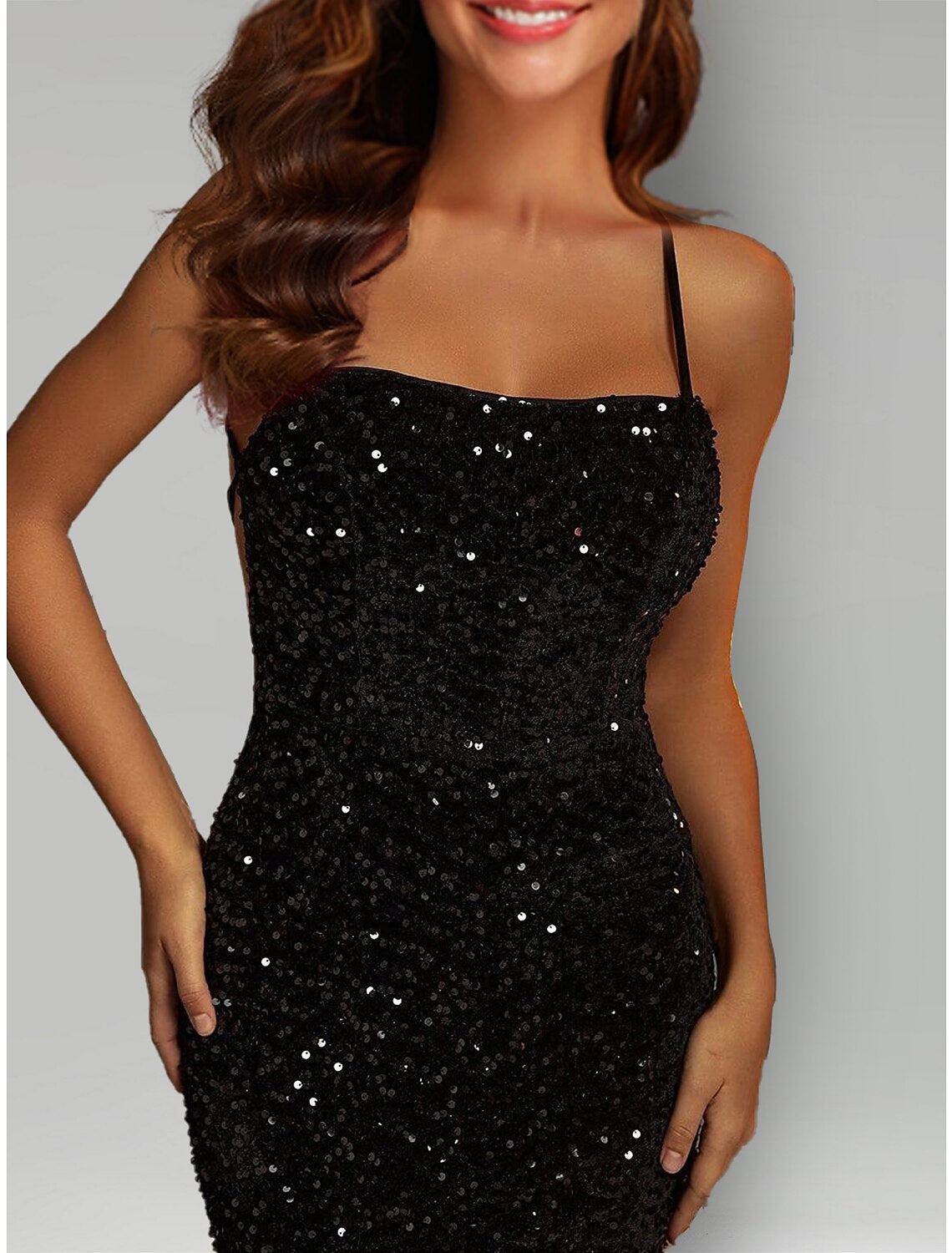 Mermaid / Trumpet Evening Gown Sparkle & Shine Dress Formal Black Tie Sweep / Brush Train Sleeveless Halter Neck Sequined