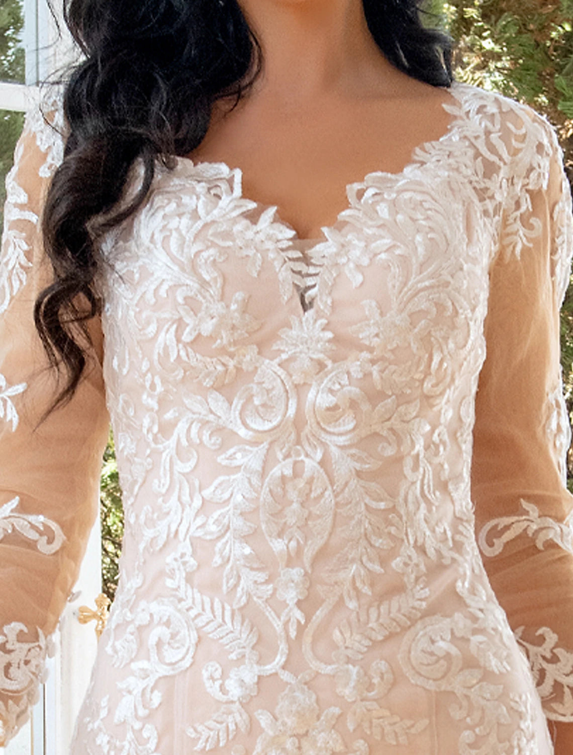Engagement Formal Wedding Dresses Mermaid / Trumpet Sweetheart Long Sleeve Sweep / Brush Train Lace Bridal Gowns