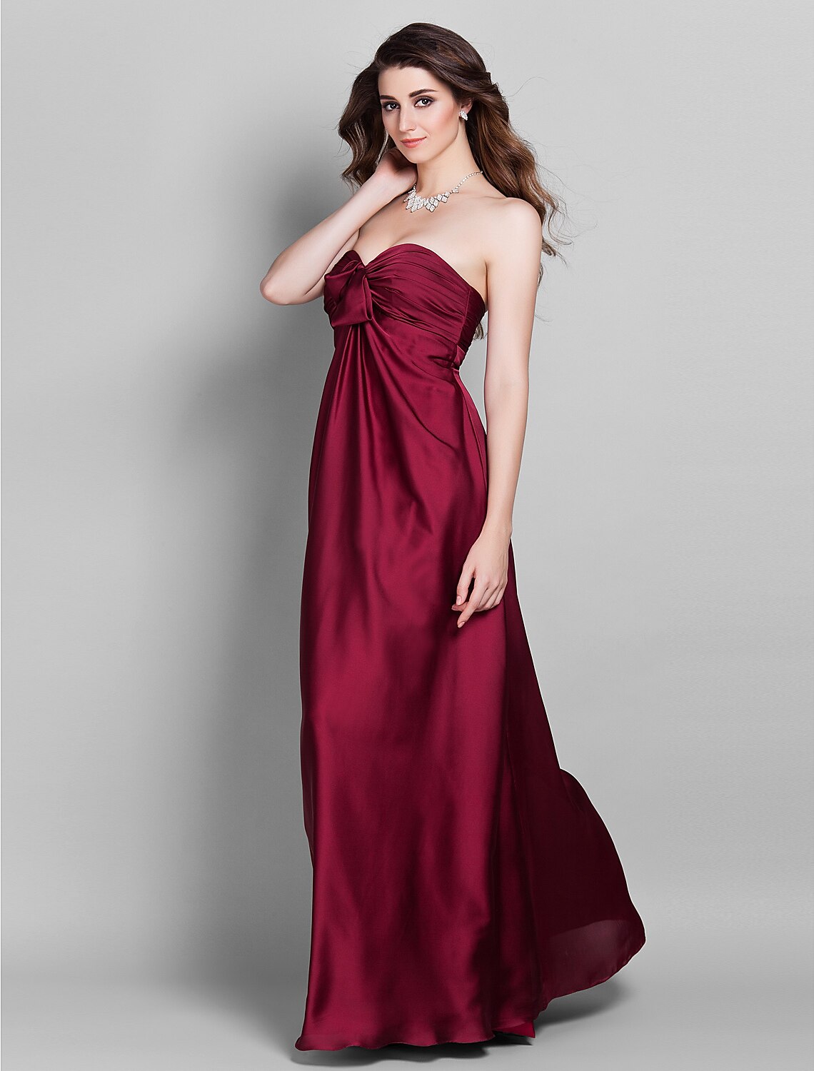 Sheath / Column Bridesmaid Dress Sweetheart Sleeveless Open Back Floor Length Stretch Satin with Beading / Side Draping