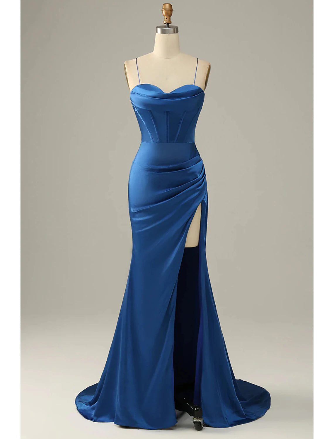 Mermaid / Trumpet Evening Gown Corsets Dress Cocktail Party Prom Floor Length Sleeveless Cowl Neck Satin