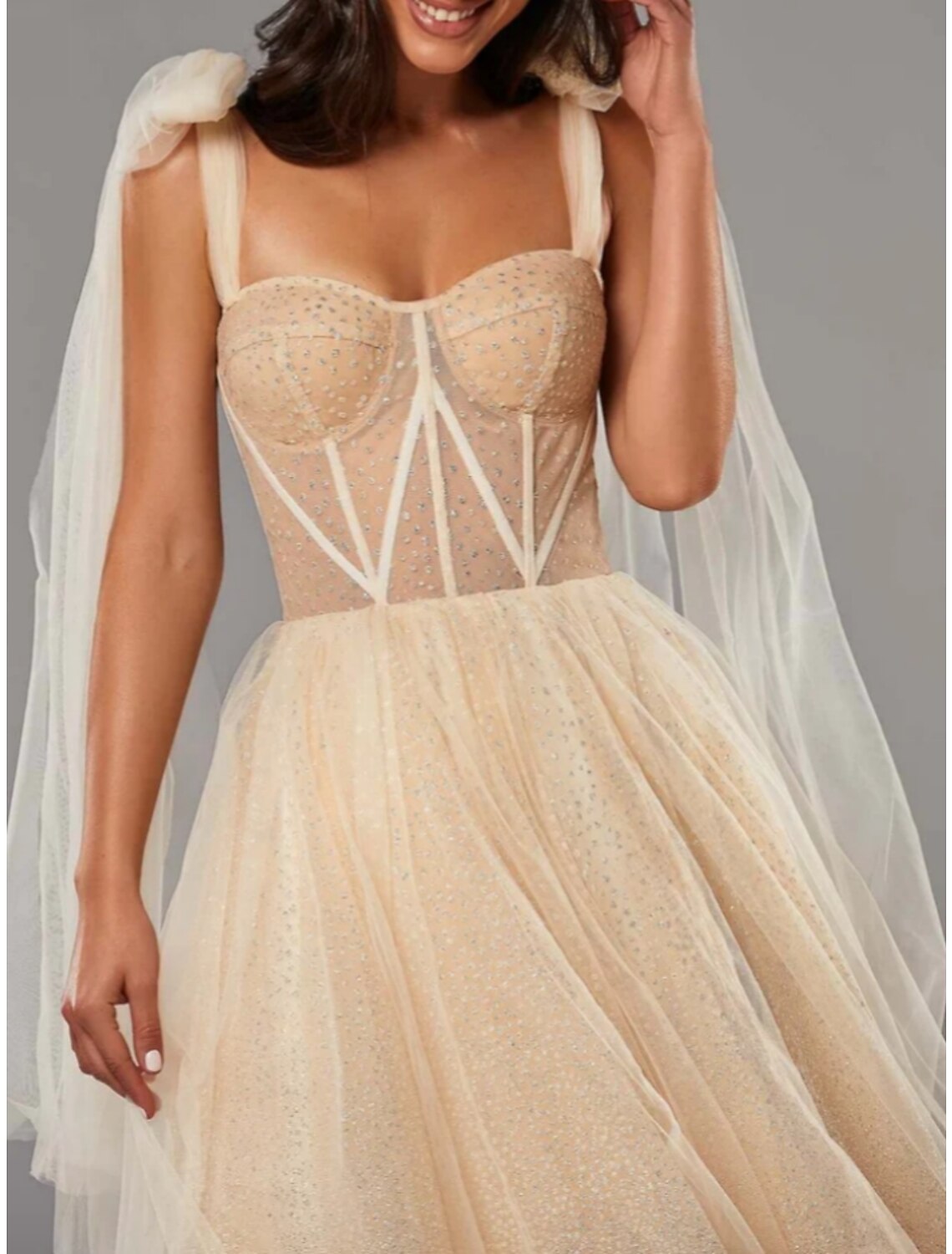 A-Line Prom Dresses Elegant Dress Formal Tea Length Sleeveless Sweetheart Tulle with Pleats