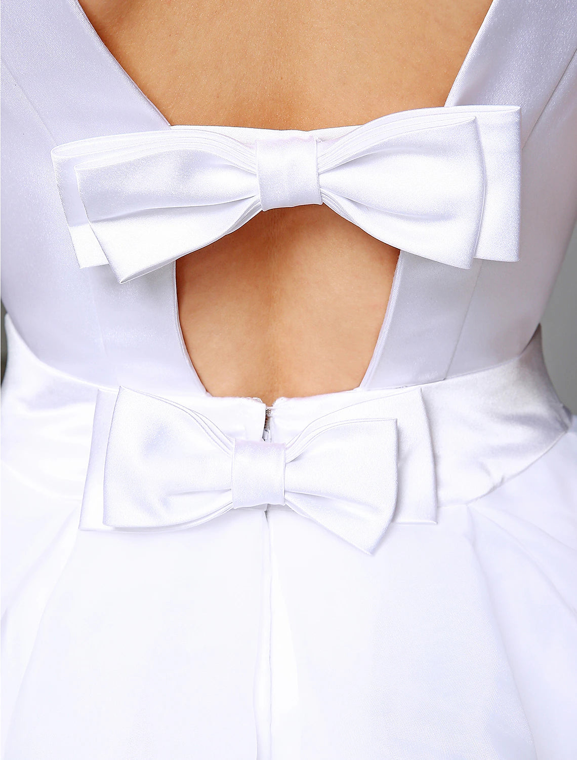 Wedding Dresses A-Line Bateau Neck Regular Straps Knee Length Satin Bridal Gowns With Bowknot Sash