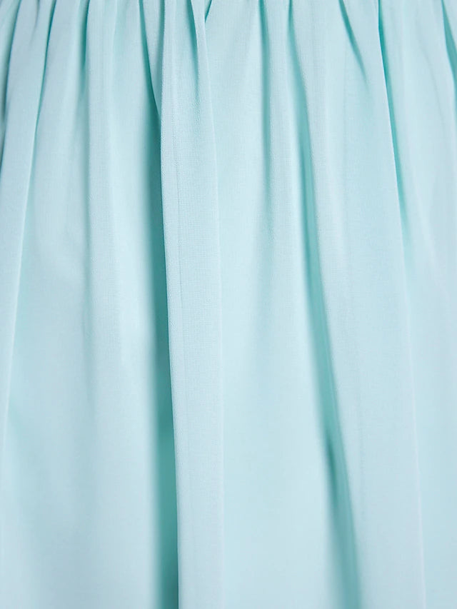 A-Line Bridesmaid Dress Scoop Neck Sleeveless Knee Length Chiffon with Ruched / Draping A-Line Bridesmaid Dress Scoop Neck Sleeveless Knee Length Chiffon with Ruched Pure Color