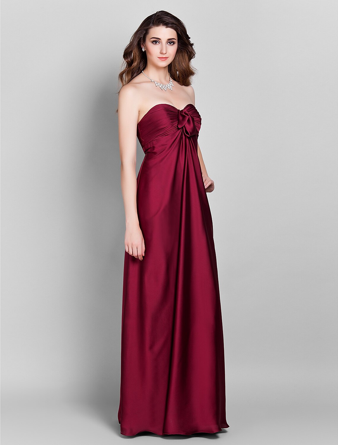 Sheath / Column Bridesmaid Dress Sweetheart Sleeveless Open Back Floor Length Stretch Satin with Beading / Side Draping