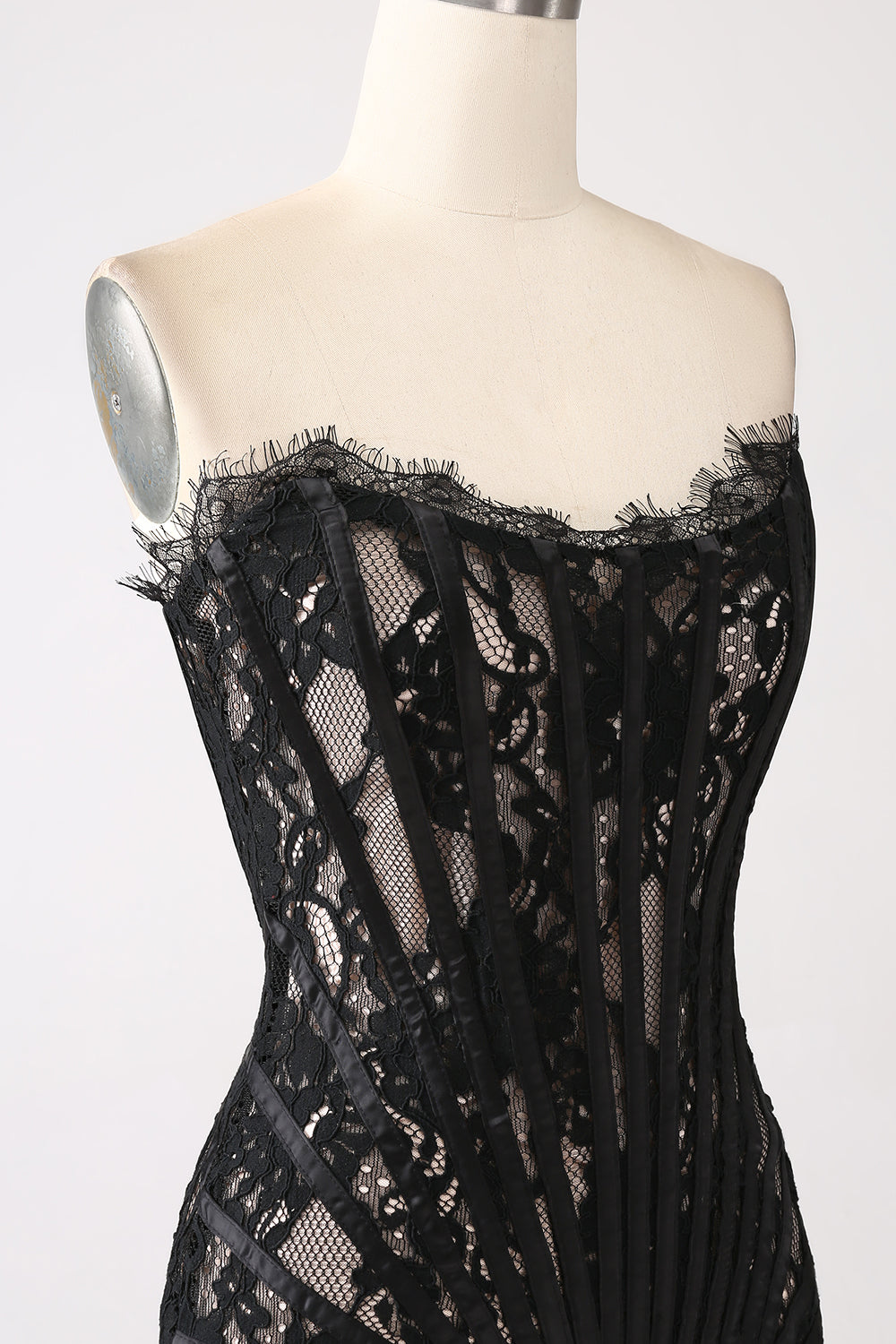 Classy Lace Strapless Corset Short Cocktail Dress with Lace-up Back Off Shoulder Sexy
