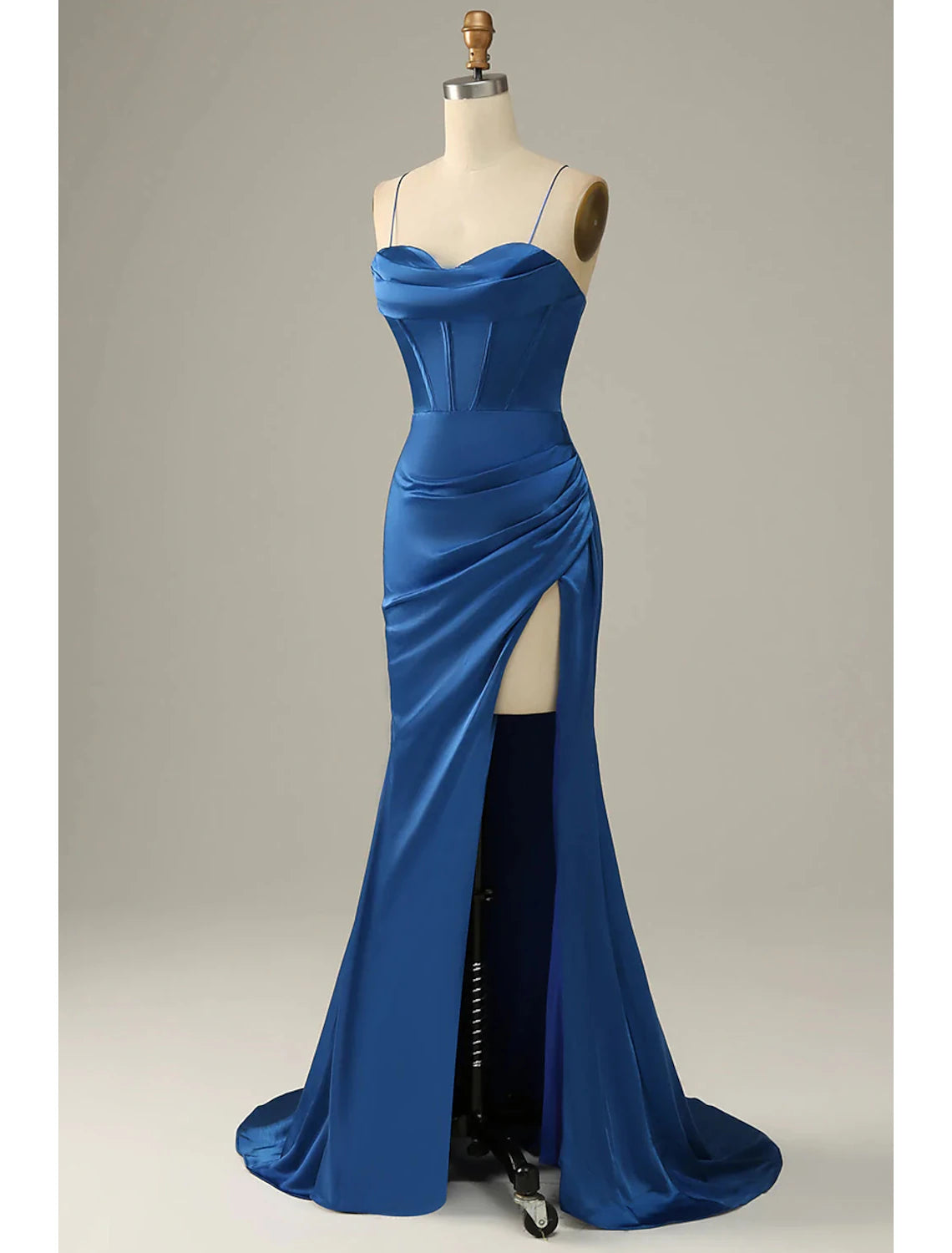 Mermaid / Trumpet Evening Gown Corsets Dress Cocktail Party Prom Floor Length Sleeveless Cowl Neck Satin