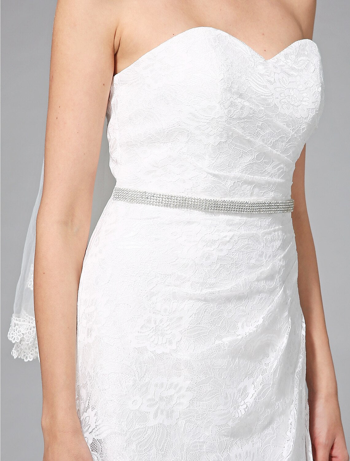 Wedding Dresses A-Line Sweetheart Sleeveless Sweep / Brush Train Lace Bridal Gowns With Sash Side-Draped