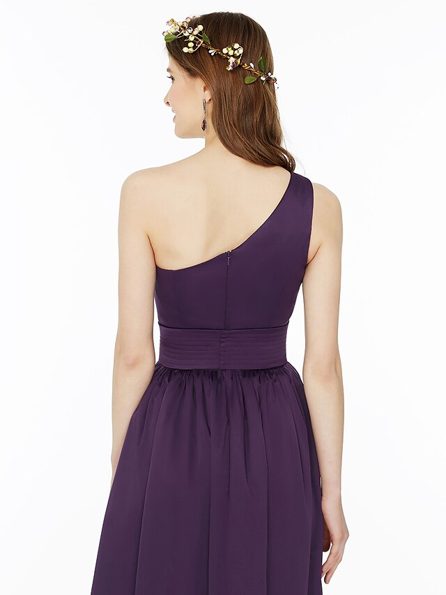Ball Gown / A-Line Bridesmaid Dress One Shoulder Sleeveless Floor Length Chiffon with Sash / Ribbon / Pleats