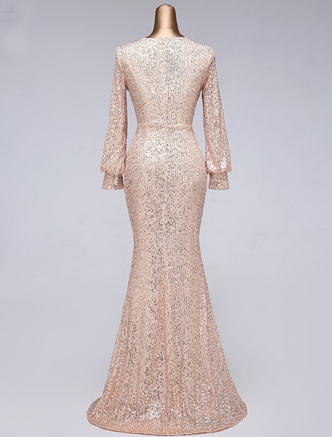 Mermaid / Trumpet Evening Gown Elegant Dress Wedding Guest Floor Length Long Sleeve V Neck Tulle with Sequin