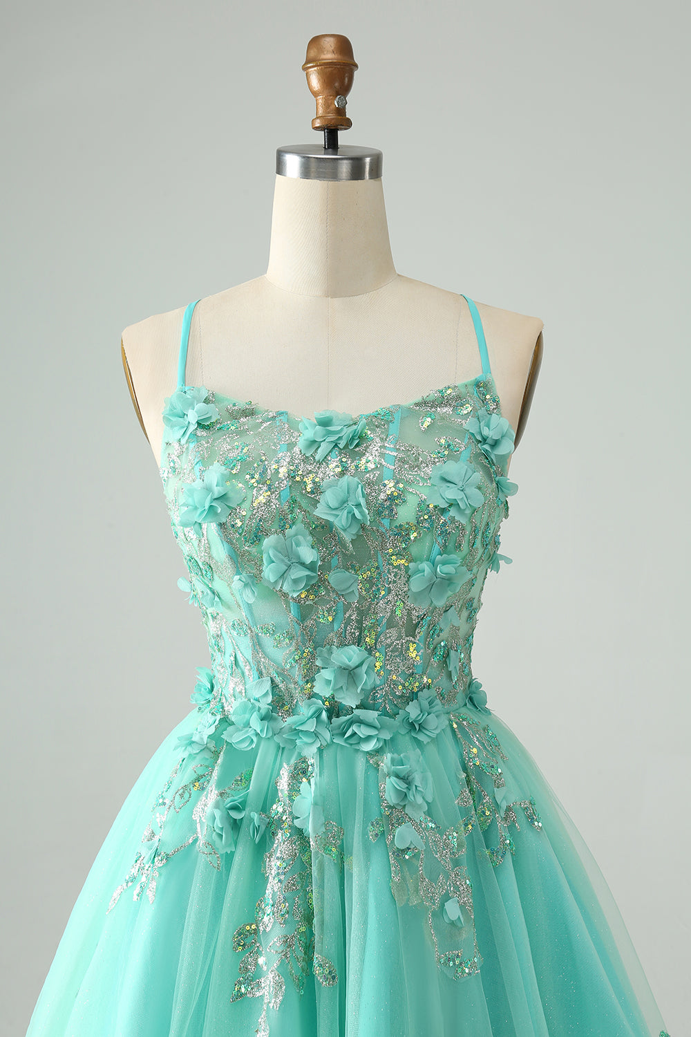 Cute A Line Spaghetti Straps Corset Short Homecoming Dress with Appliques Beautiful