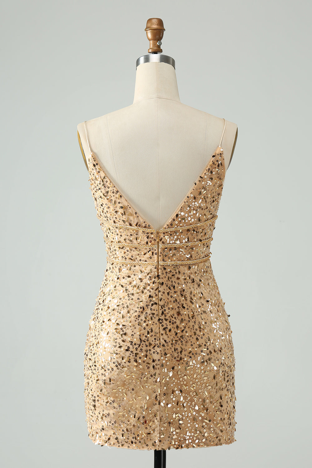 Glitter Bodycon Spaghetti Straps Corset Short Homecoming Dress with Sequins Sparkly