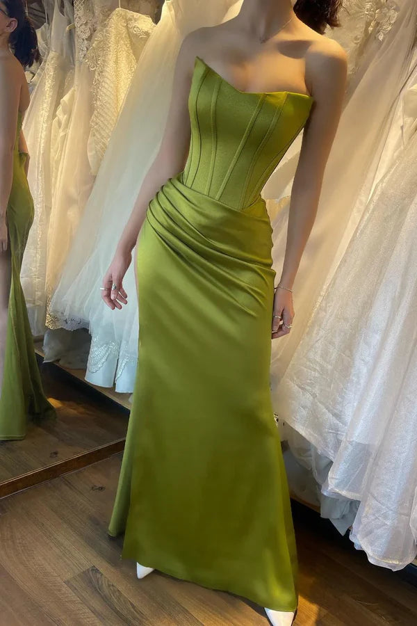 Tail tail strapless and floor length evening dress Off Shoulder Sexy Party Dress