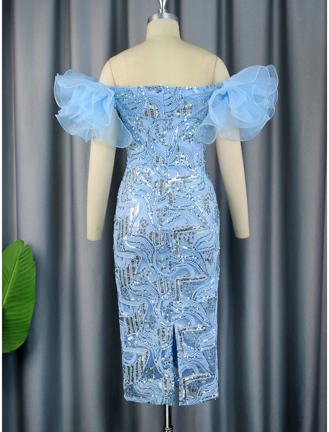 Sheath / Column Party Dresses Floral Dress Cocktail Party Tea Length Sleeveless Off Shoulder Sequined