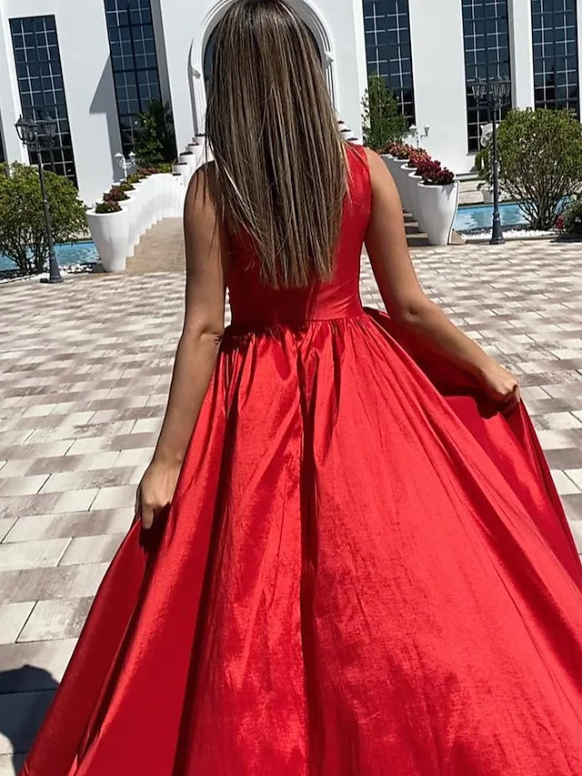 A-Line Sexy High Split Prom Formal Evening Dress One Shoulder Sleeveless Floor Length Charmeuse