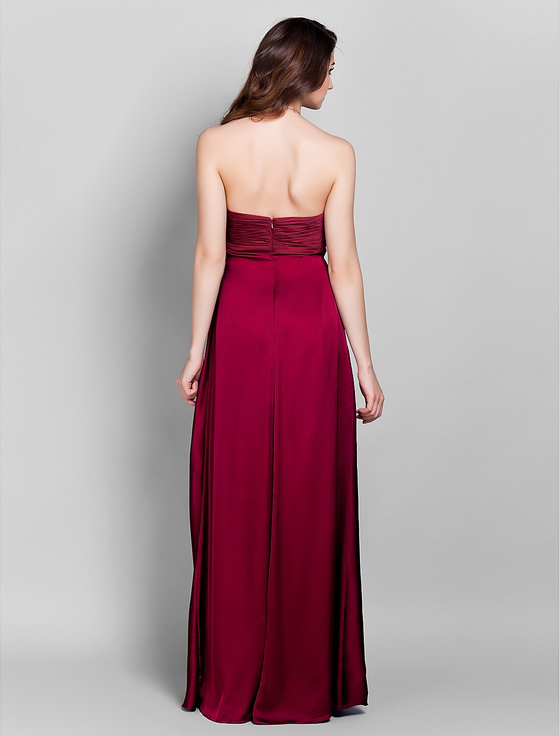 Sheath / Column Bridesmaid Dress Sweetheart Sleeveless Open Back Floor Length Stretch Satin with Beading / Side Draping