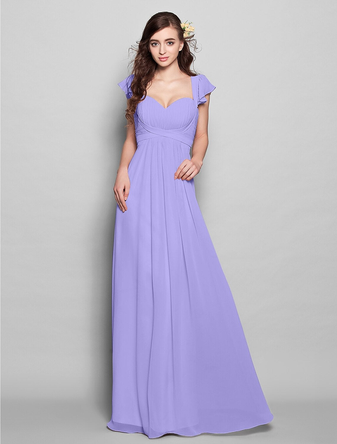 Product Sample Sheath / Column Straps Floor Length Chiffon Bridesmaid Dress with Sash / Ribbon