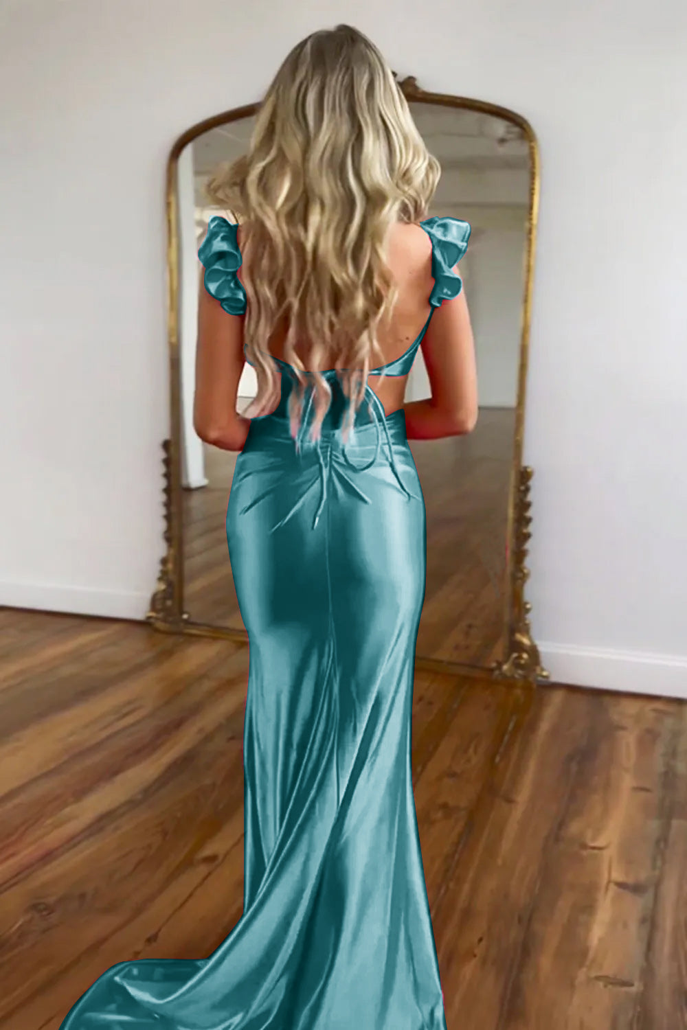 Lilac Mermaid Sweetheart Hollow Out Prom Dress With Flowers Sexy Evening Party Dresses