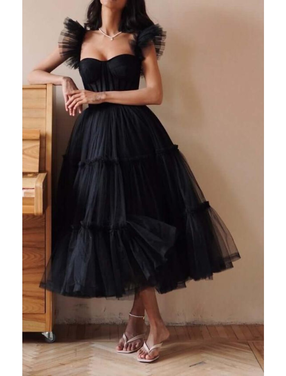 A-Line Prom Dresses Gothic Dress Masquerade Ankle Length Sleeveless Sweetheart Wednesday Addams Family Tulle Crisscross Back