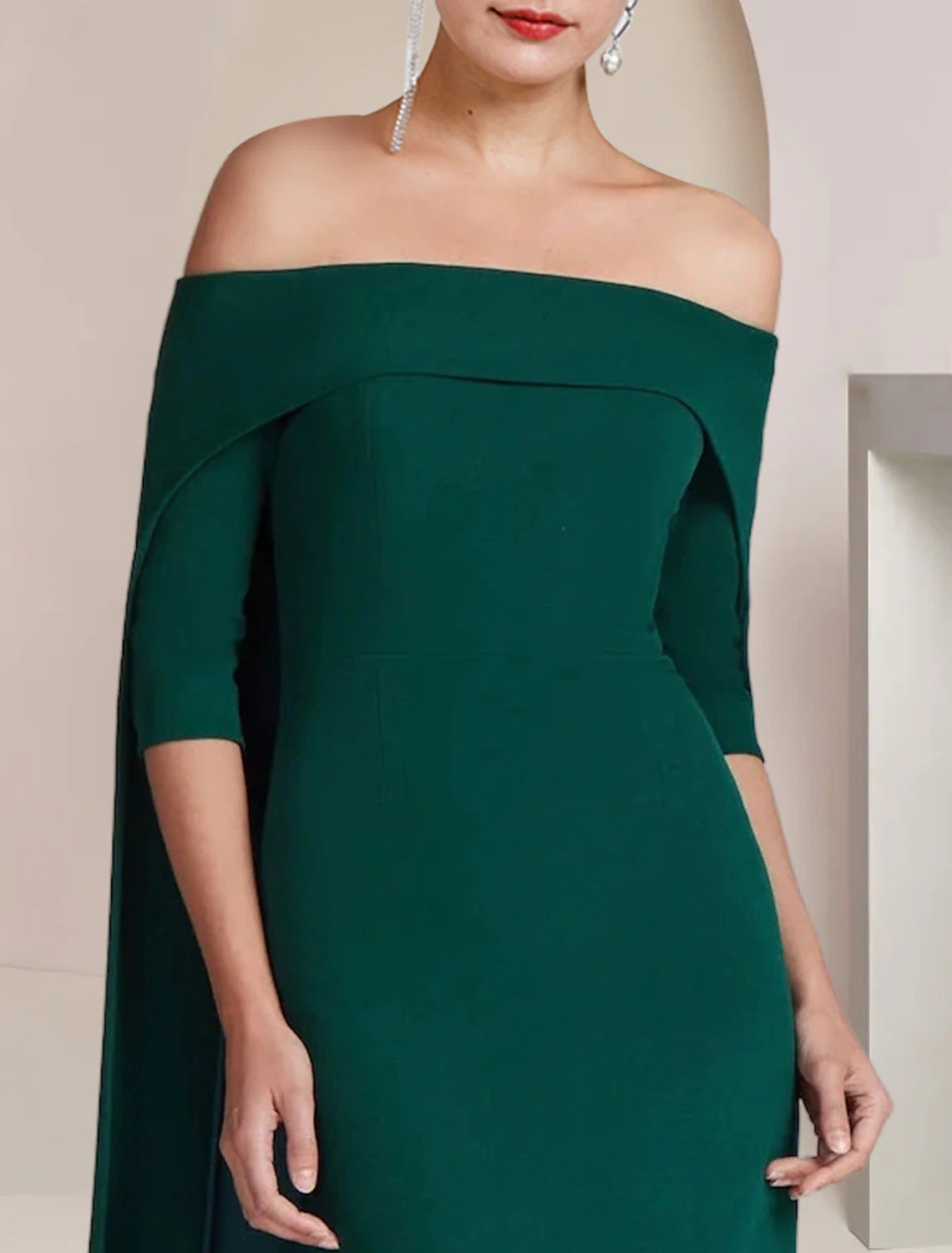 XIAOPINWU DRESS Sheath / Column Mother of the Bride Dress Formal Wedding Guest Elegant Strapless Floor Length Stretch Fabric Half Sleeve