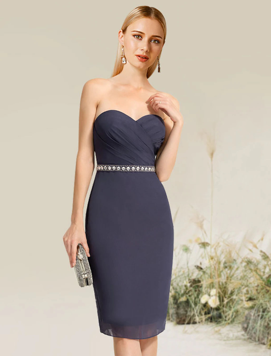 Sheath / Column Cocktail Dresses Convertible Infinity Dress Wedding Guest Cocktail Party Knee Length Short Sleeve Strapless Lace with Lace Insert