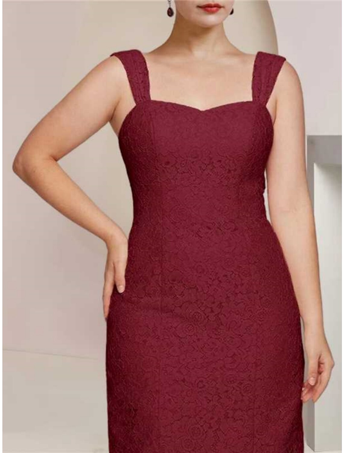 A-Line Mother of the Bride Dress Wedding Guest Elegant Petite Square Neck Knee Length Chiffon Long Sleeve with Ruching