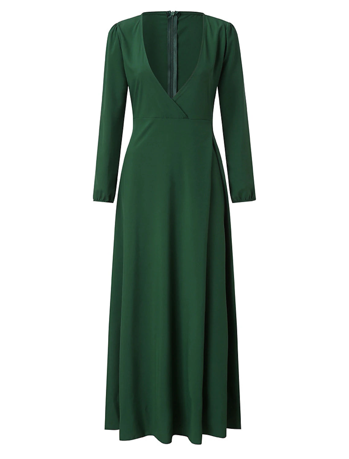 A-Line Minimalist Elegant Wedding Guest Formal Evening Dress V Neck Long Sleeve Floor Length Stretch Chiffon with Strappy