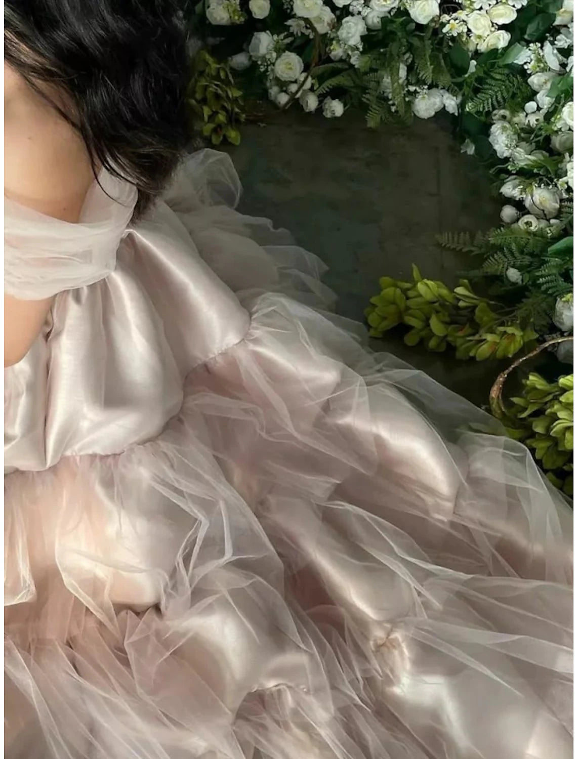 A-Line Evening Gown Princess Dress Formal Floor Length Short Sleeve Off Shoulder Satin