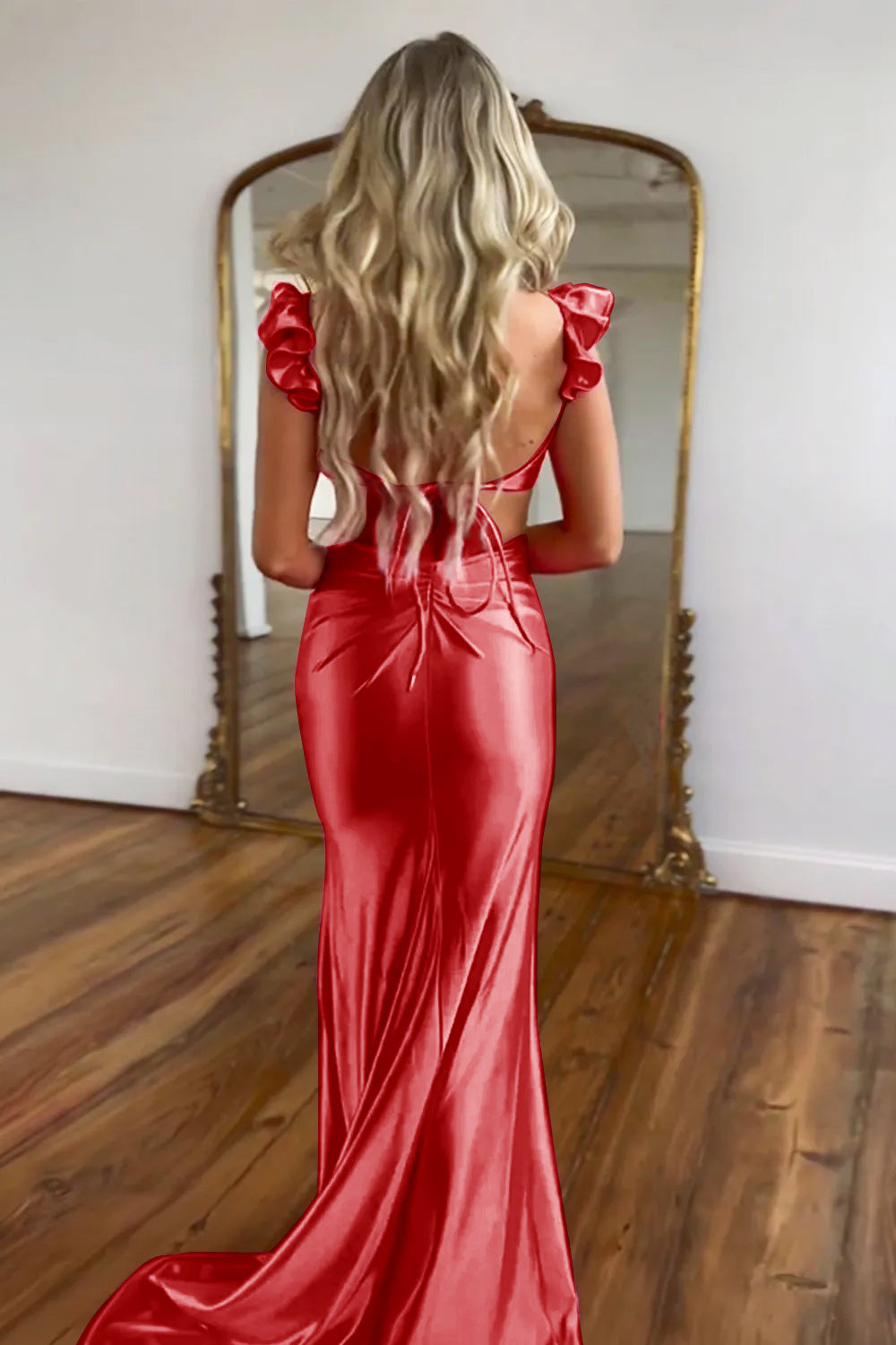 Lilac Mermaid Sweetheart Hollow Out Prom Dress With Flowers Sexy Evening Party Dresses