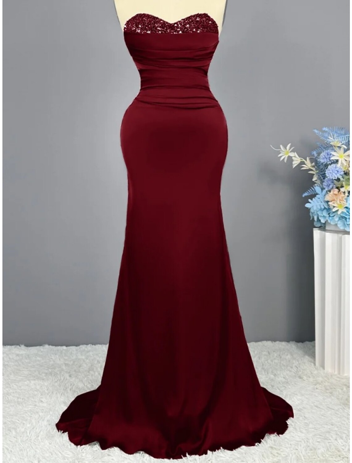 A-Line Evening Gown Elegant Dress Formal Sweep / Brush Train Christmas Red Green Dress Sleeveless Sweetheart Imitation Silk