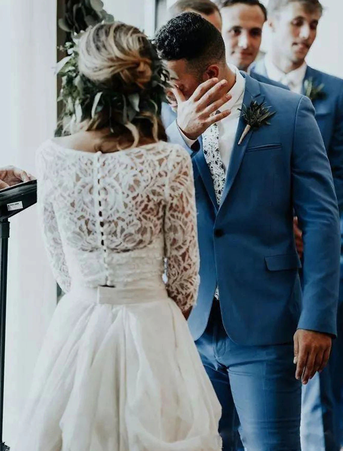 Boho Wedding Dresses Ball Gown V Neck 3/4 Length Sleeve Sweep / Brush Train Chiffon Bridal Suits Bridal Gowns