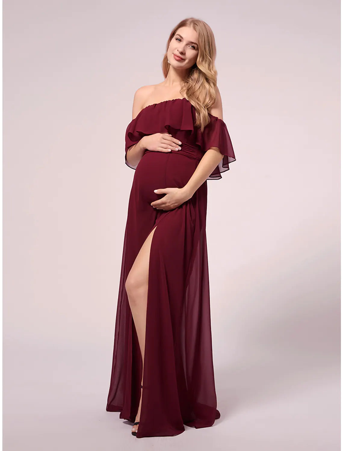 Women's Party Dress Long Maxi Dress Black Blue Purple Short Sleeve Pure Color Ruched Fall U Neck Loose Fit