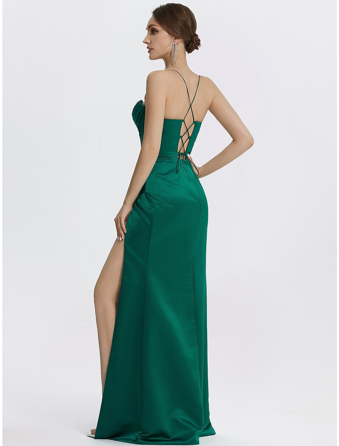 Mermaid / Trumpet Prom Dresses Corsets Dress Wedding Guest Black Tie Floor Length Sleeveless Cowl Neck Satin